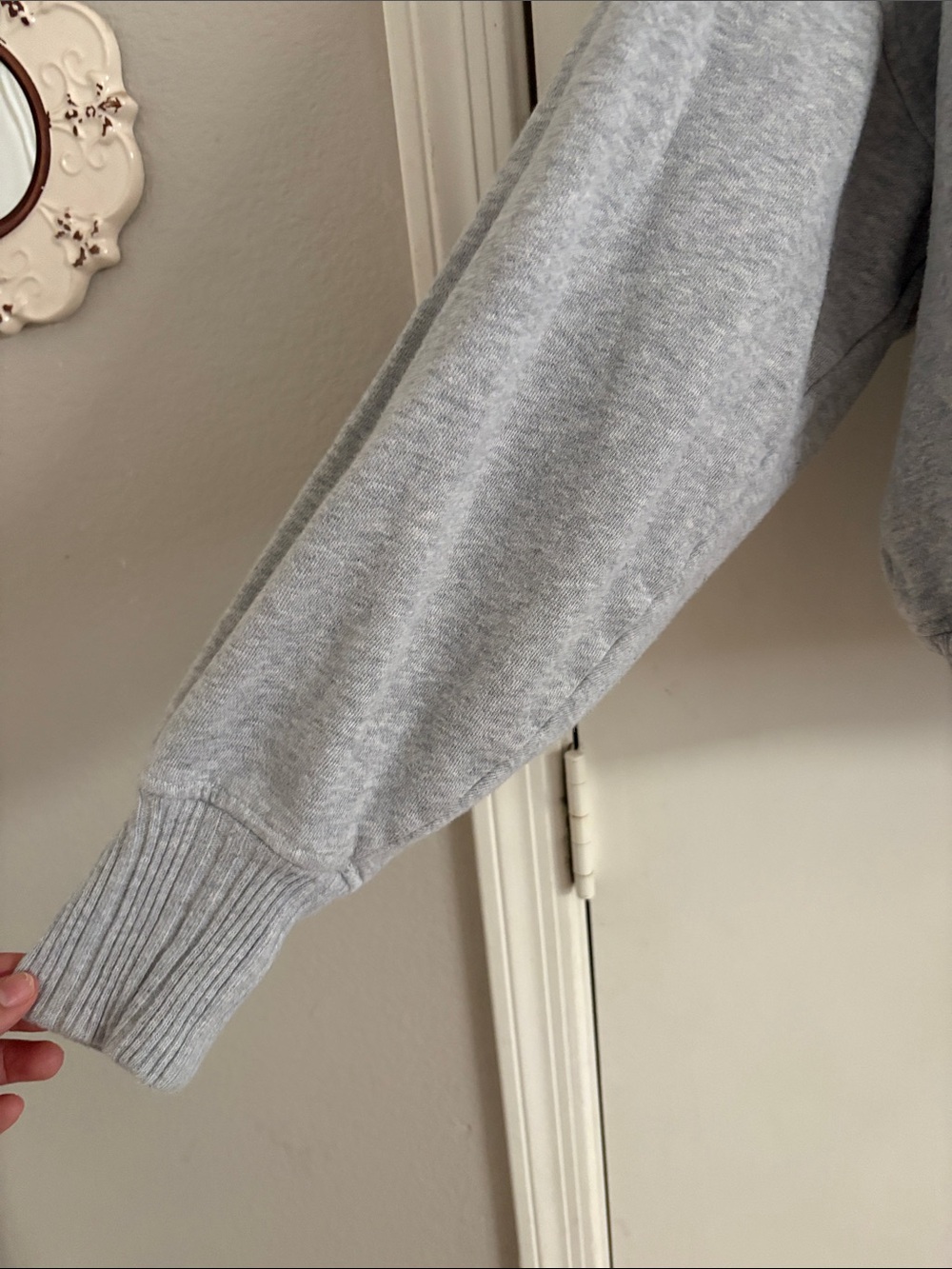 Aerie Cropped Gray Hoodie SZ S Cozy Streetwear Gym Clean Girl Minimalist - Picture 4 of 5